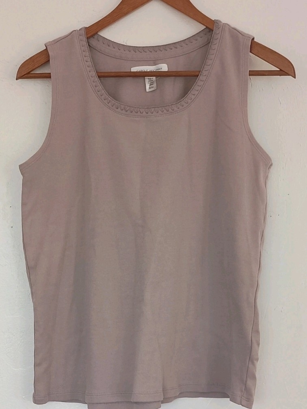 Carole Hochman 100% Cotton Tank Top Mauve Decorative Stitching Sleeveless Small